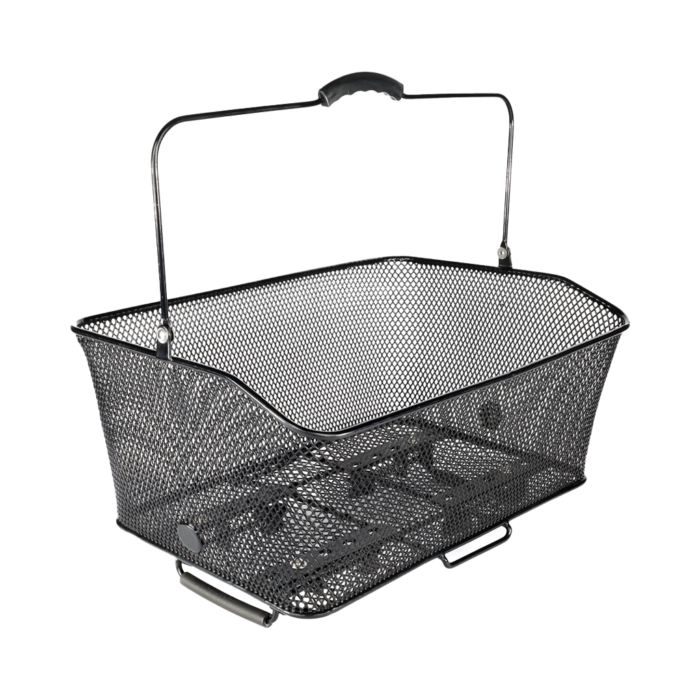 Koszyk rowerowy metalowy tylny czarny mocowany na zacisk MB-2364BK