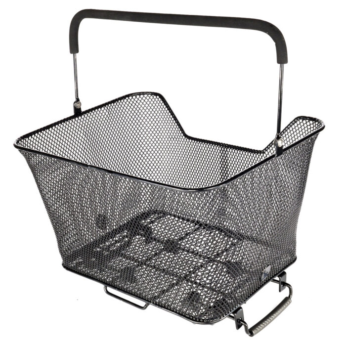 Koszyk rowerowy metalowy tylny mocowany na zacisk MB-2362BK